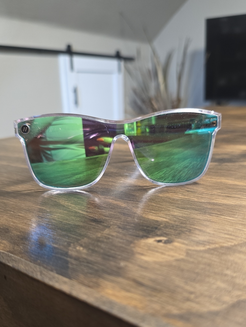 Blenders Clear Frame Green - Blue Mirrored Sunglasses